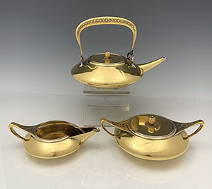 Rare Tiffany sterling gilt tea set